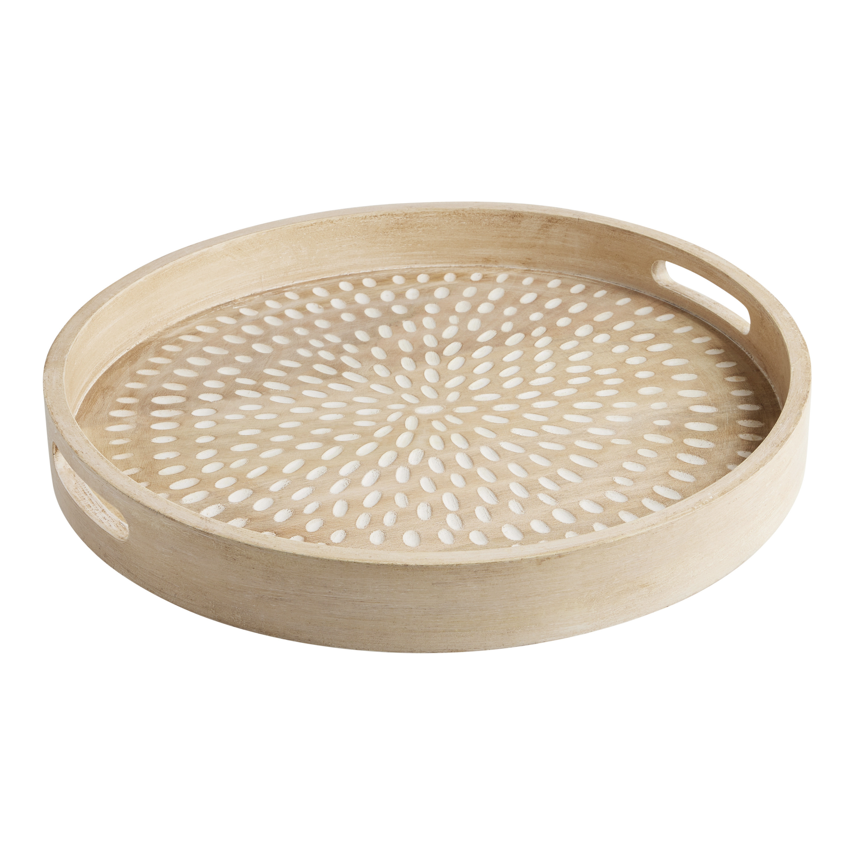 Chadi Whitewash Mango Wood Serving Tray | World Market