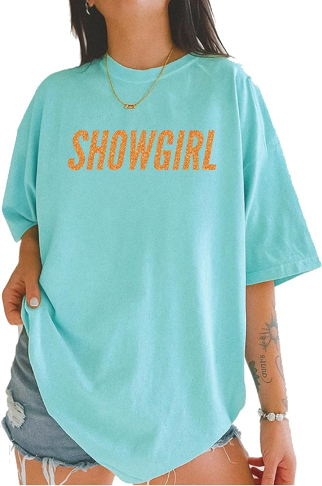 Showgirl Orange Glitter Unisex T-Shirt, Vintage Soft, Garment Dyed, Relaxed Fit | Amazon (US)