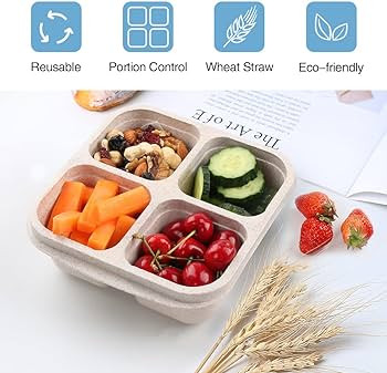 4 Pack Snack Containers, 4 Compartments Bento Snack Box, Reusable Meal Prep Lunch Containers for ... | Amazon (US)