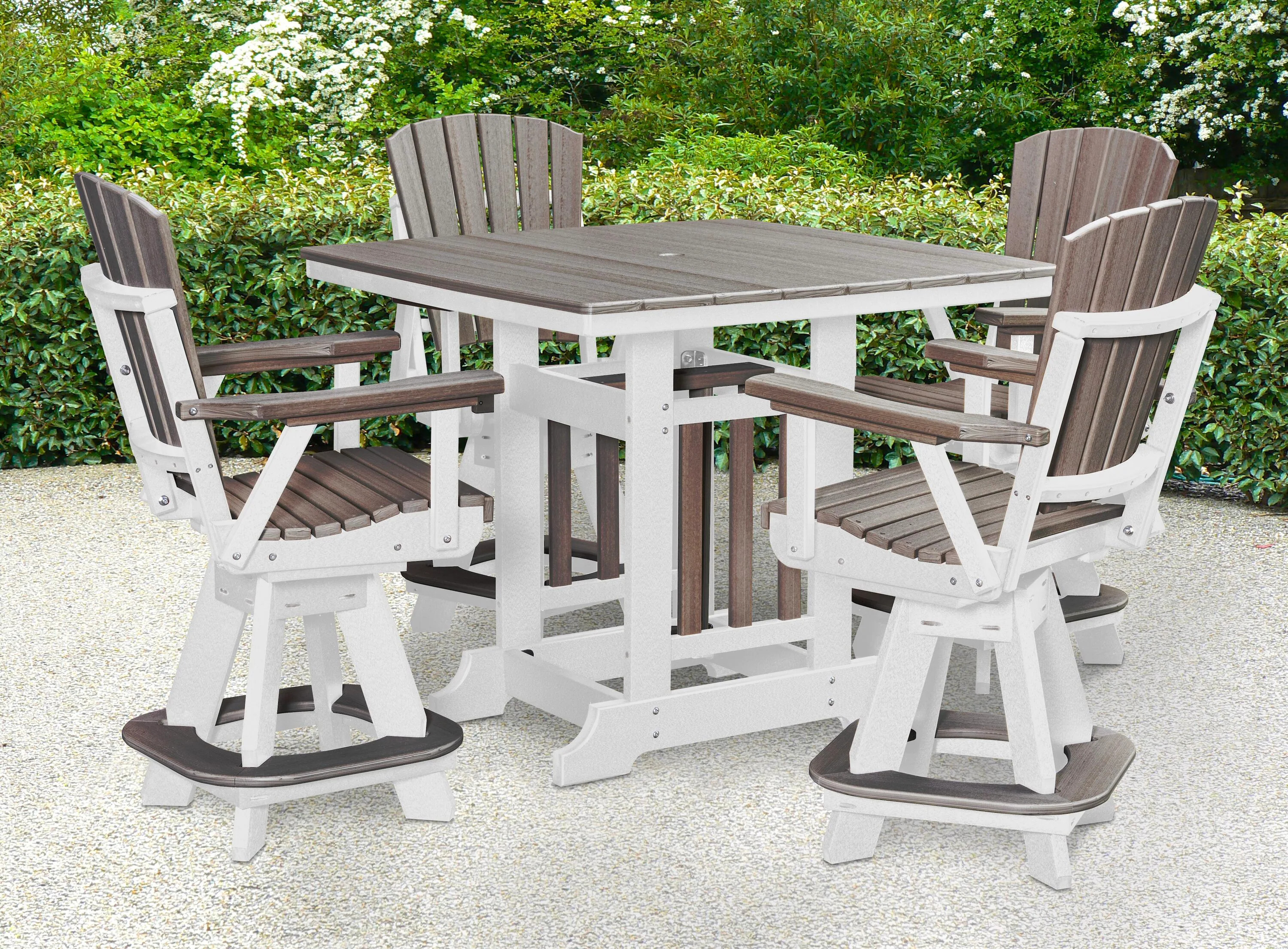 American Furniture Classics Adirondack 5 -Piece White Counter height HDPE Square Table with 4 Swivel Chairs one_size | CJ130CGWT-K | Lowe's