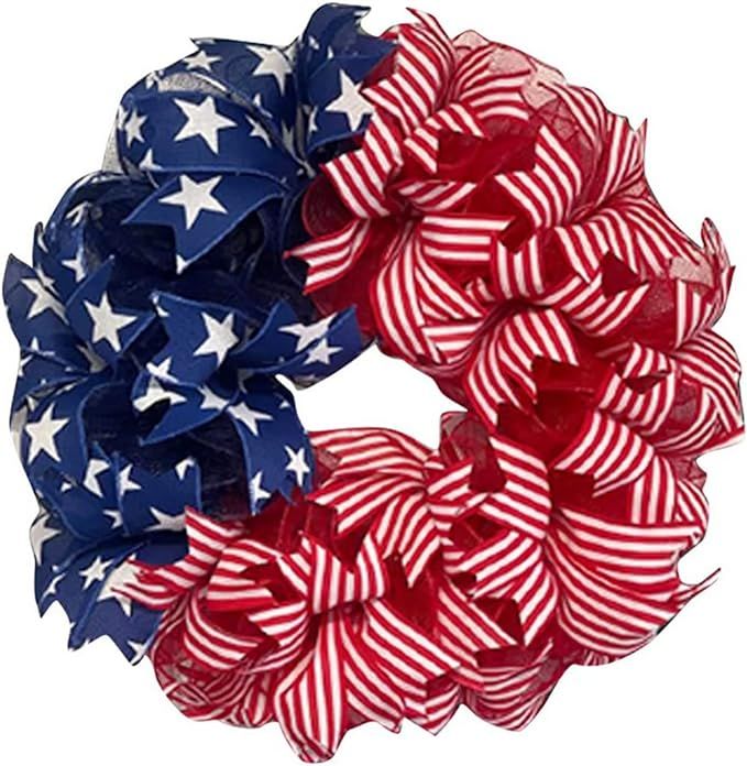 4th of July Patriotic Wreaths Front Door, Independence Day American Flag Wreath Memorial Day Deco... | Amazon (US)