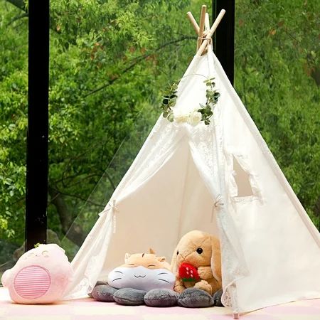Samincom Classic Kids Play Lace Tent Childrens Play House Tipi Kids Room Decor - Lace Door and Windo | Walmart (US)