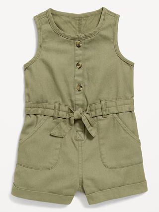 Sleeveless Tie-Front Utility Romper for Baby | Old Navy (US)