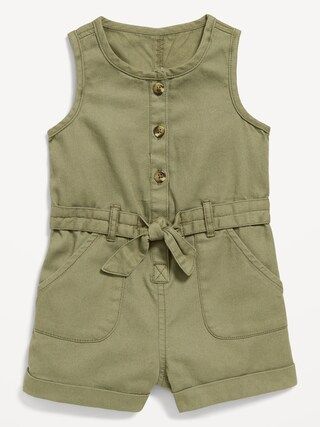 Sleeveless Tie-Front Utility Romper for Baby | Old Navy (US)