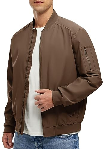 Rdruko Men's Windbreaker Jackets Lightweight Bomber Casual Stylish Fashion Jacket Zip Up Coats with 4 Pockets(Brown, US L) | Amazon (US)