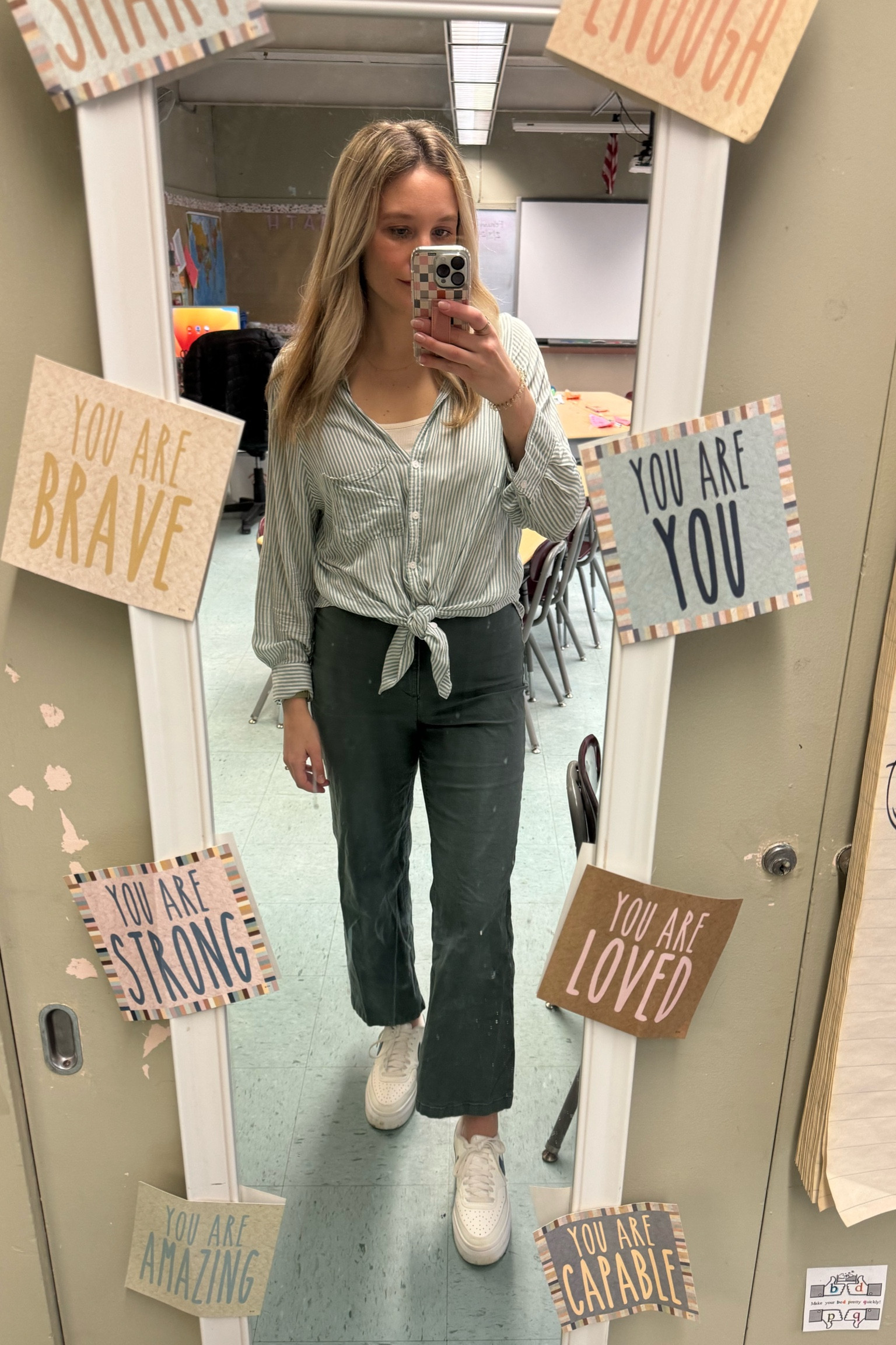 Thursday teacher outfit

Nike sneakers
Old navy pants 
Tj Maxx button upp

#LTKfindsunder50 #LTKworkwear #LTKmidsize