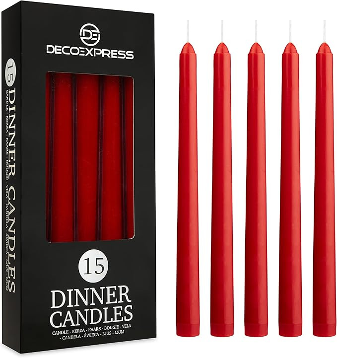 DECO EXPRESS Candles Set Classic Dripless Tapered Metallic Unscented 8H Burning Time, Decorative ... | Amazon (UK)