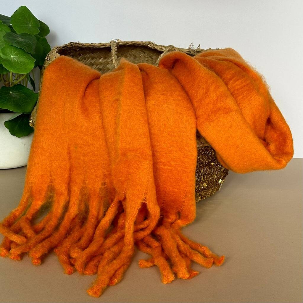 Super Soft Chunky Tassel Scarf In Orange | Not On The High Street