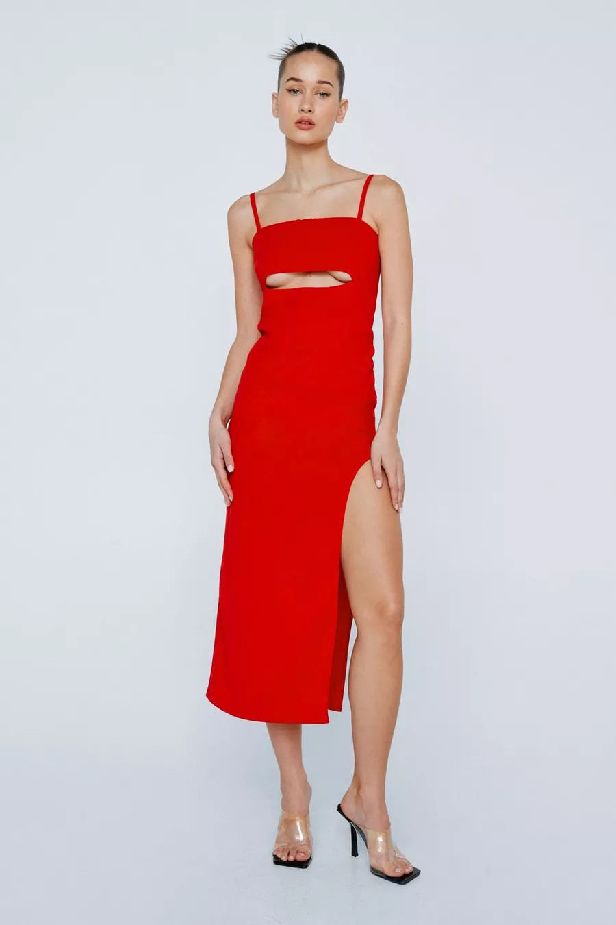 Cut Out Scuba Crepe Midi Dress | Nasty Gal (US)