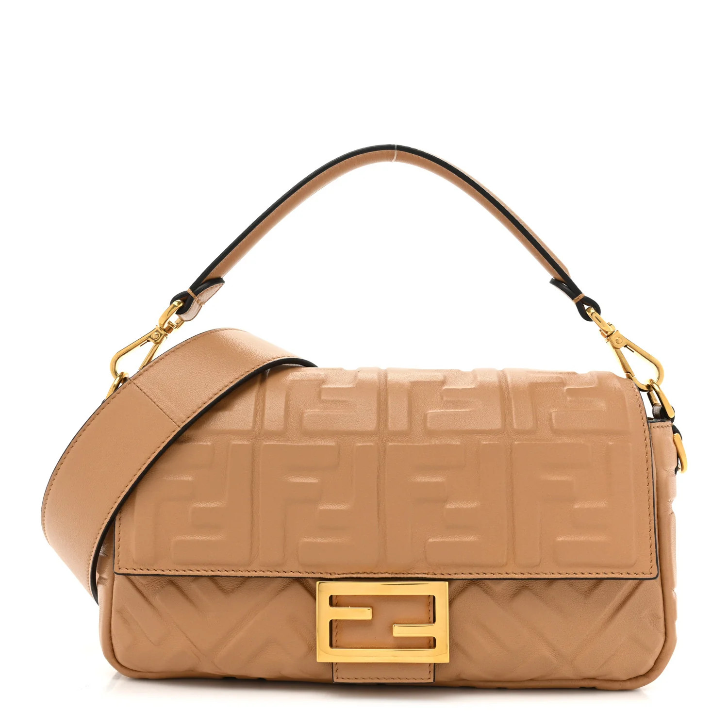 FENDI Nappa FF 1974 Embossed Baguette Miele Scuro | FASHIONPHILE | FASHIONPHILE (US)