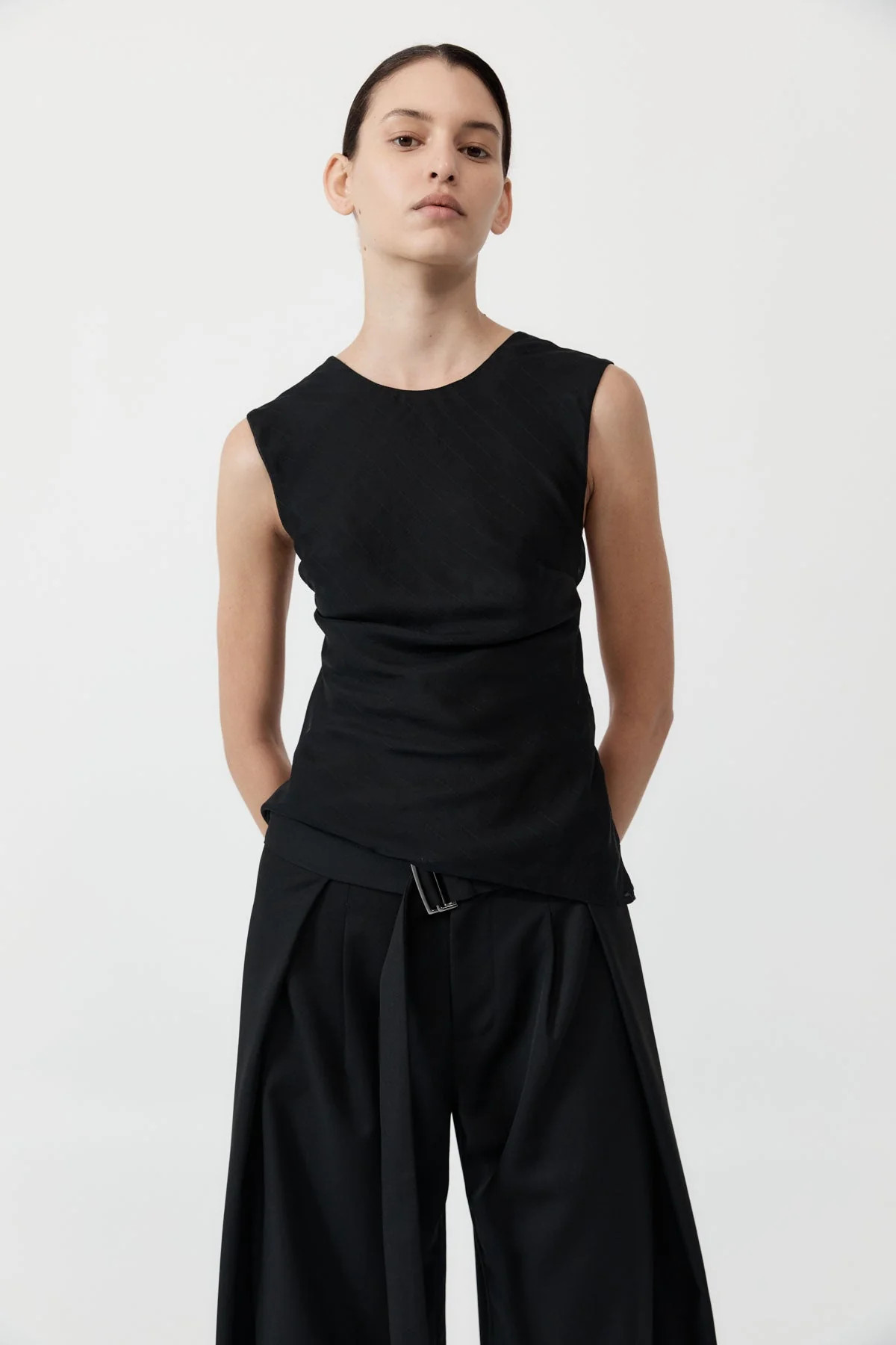 Pinstripe Silk Top - Black | St. Agni (US, UK, EU)