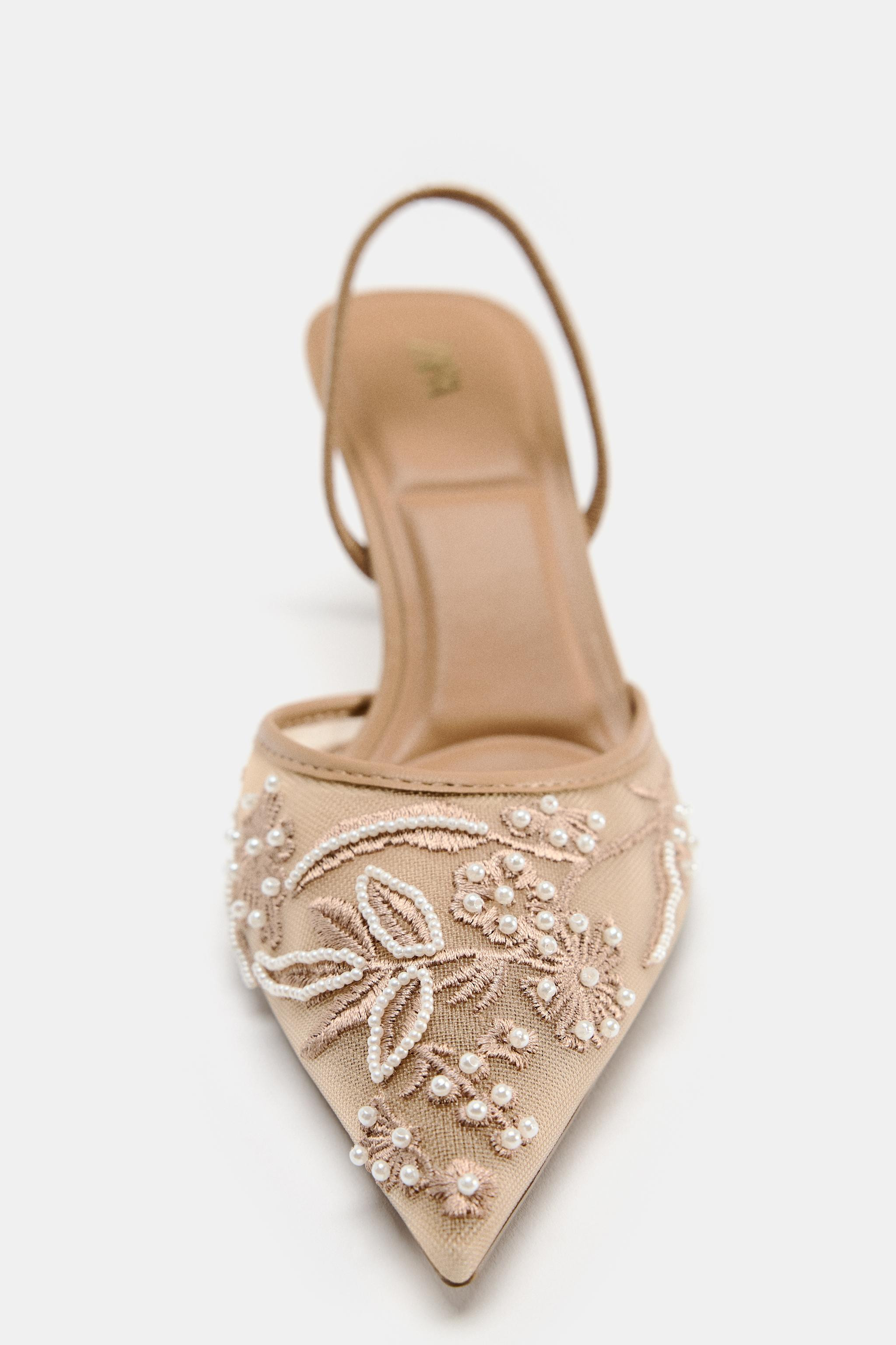 EMBROIDERED MESH SLINGBACK SHOES | Zara US
