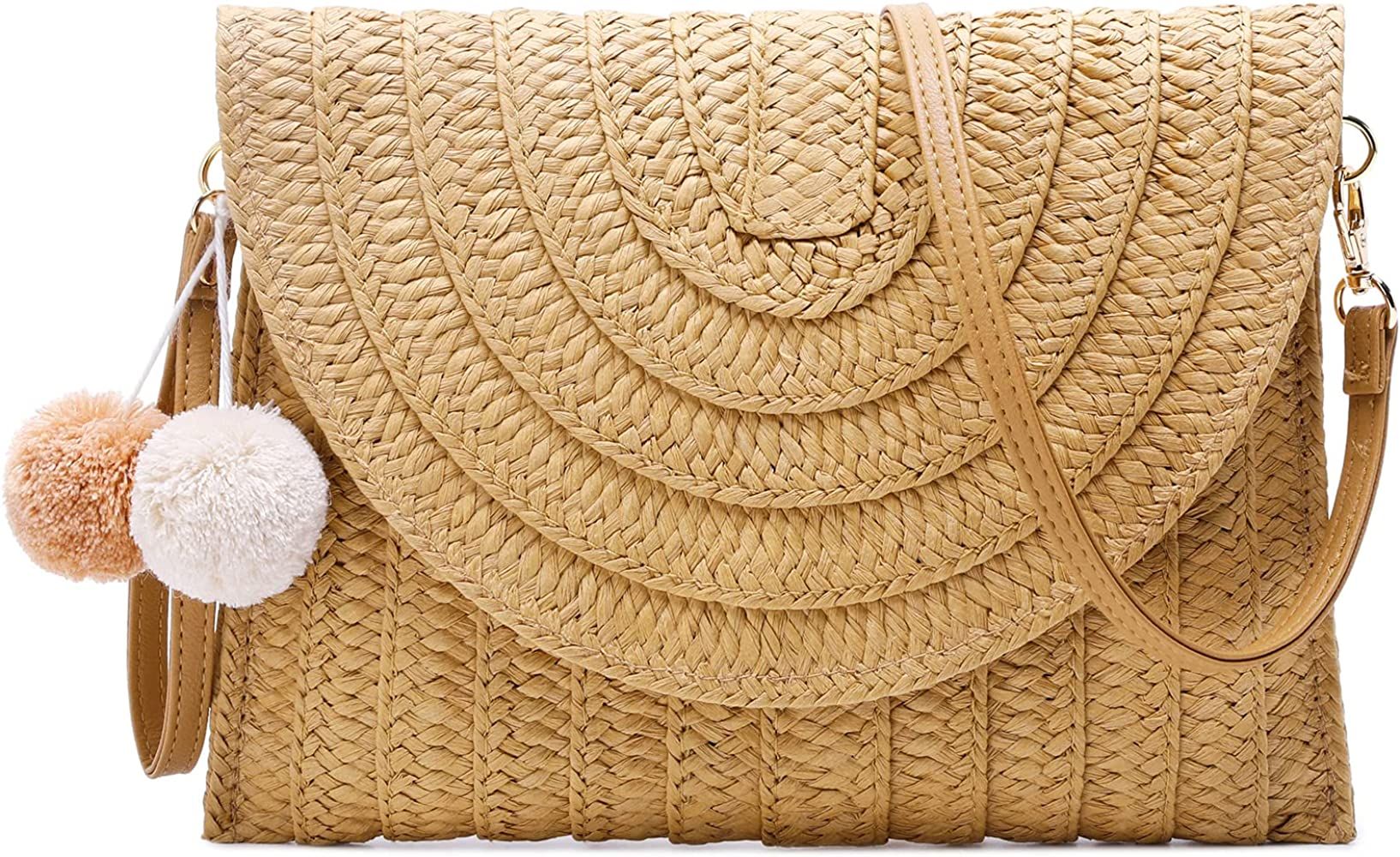 Straw Clutch Purses for Women Beach Purse Envelope Woven Crossbody Bags | Amazon (US)