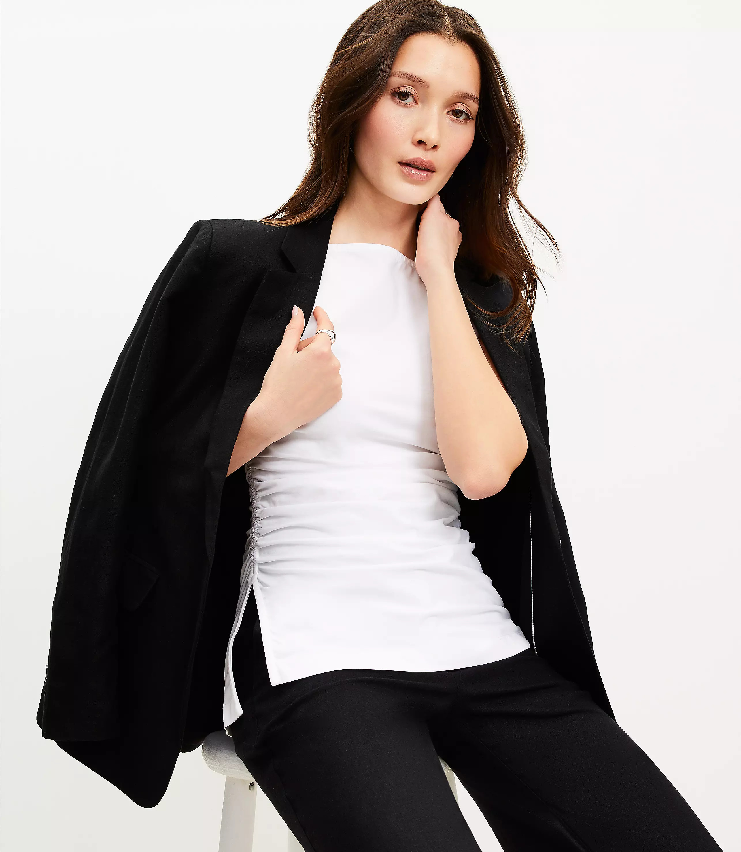 Ruched Side Slit Top | LOFT