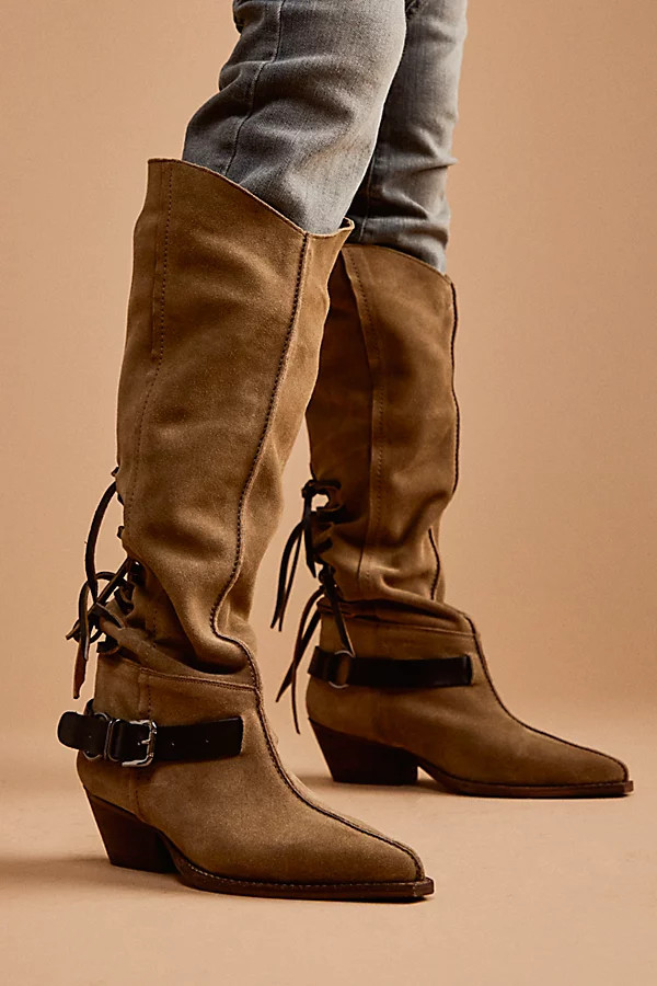 Back-lace Sway Low Slouchy Suede Boots | Free People (Global - UK&FR Excluded)
