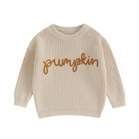 Okbabeha Toddler Baby Girl Boy Knit Sweater Pumpkin Long Sleeve Pullover Crewneck Sweatshirt Fall Halloween Baby Clothes | Walmart (US)