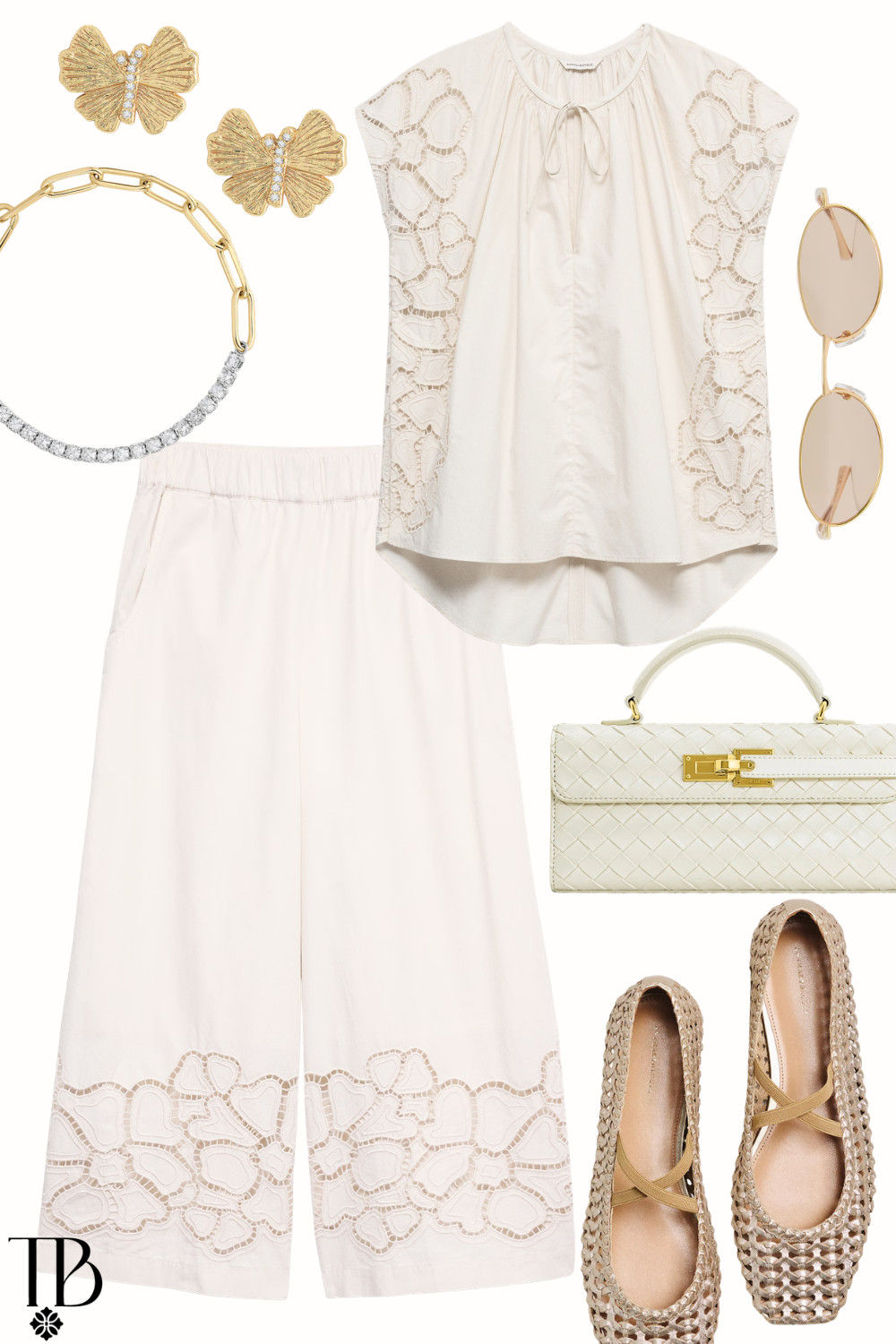 Effortless neutral style 🤍 This lace blouse and flowy pants styled with gold jewelry, woven flats, and a chic handbag makes such an elegant everyday outfit.

 

 #LTKdayinmylife #LTKSeasonal #LTKTravel