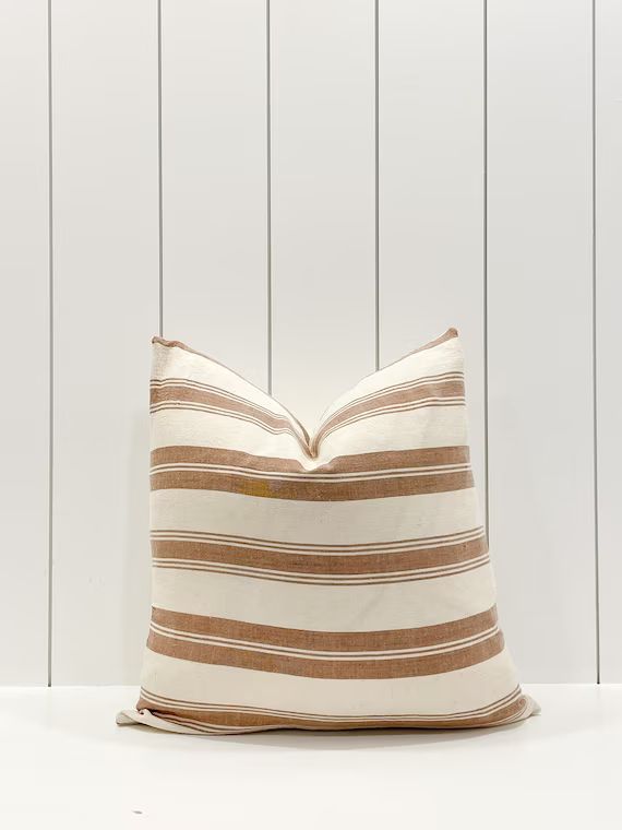 Brown rust designer stripe pillow cover | Etsy | Etsy (US)
