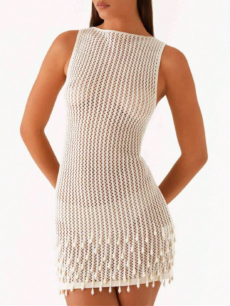 crochet pearl dress cover up | SHEIN