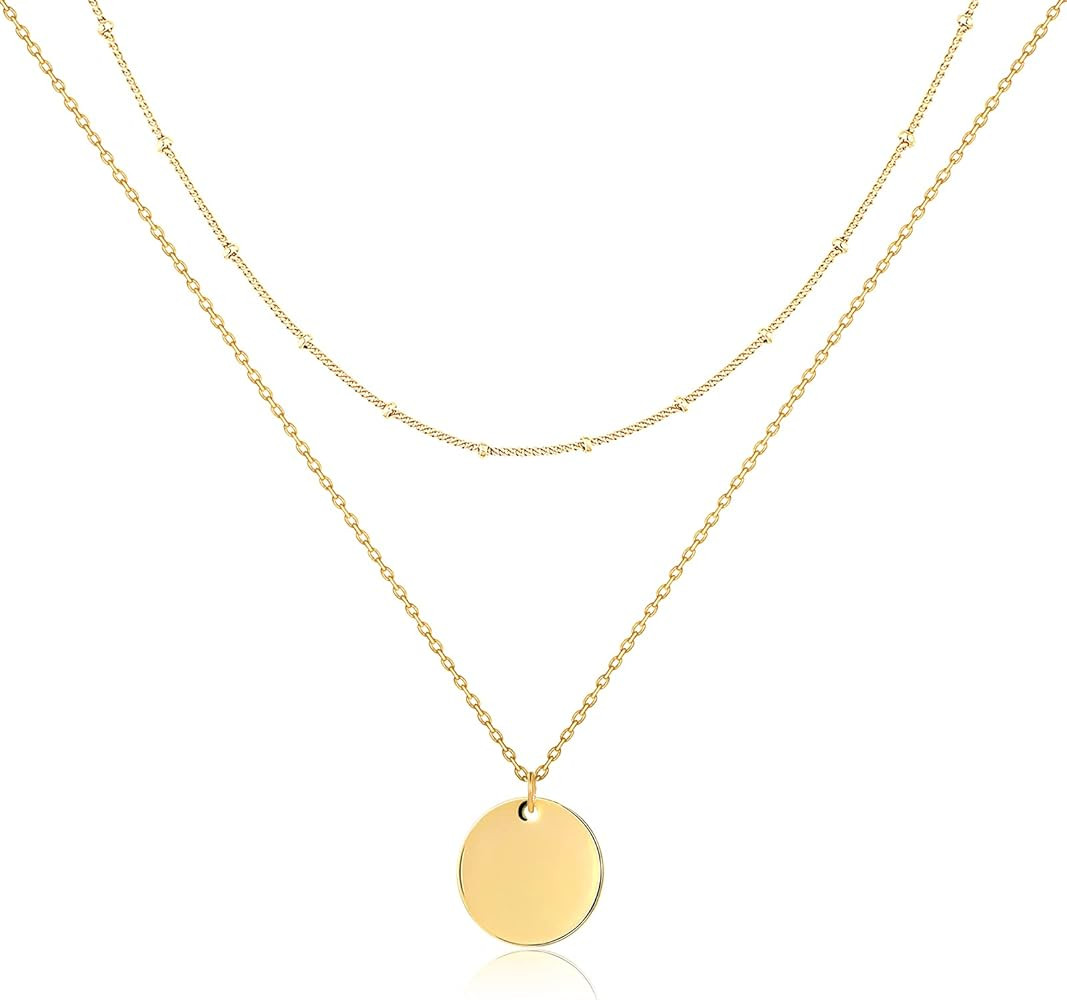 Fiusem Gold Layered Necklaces for Women, Dainty 14K Gold Plated Pendant Necklace and Choker Neckl... | Amazon (US)