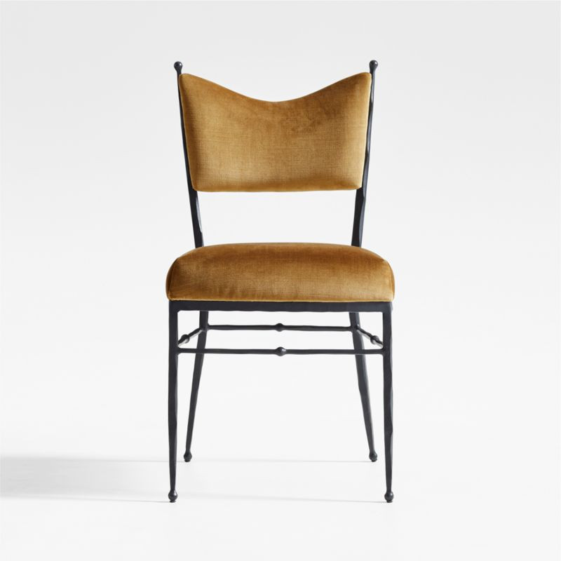 Rodin Ochre Velvet Dining Side Chair by Athena Calderone | Crate & Barrel | Crate & Barrel