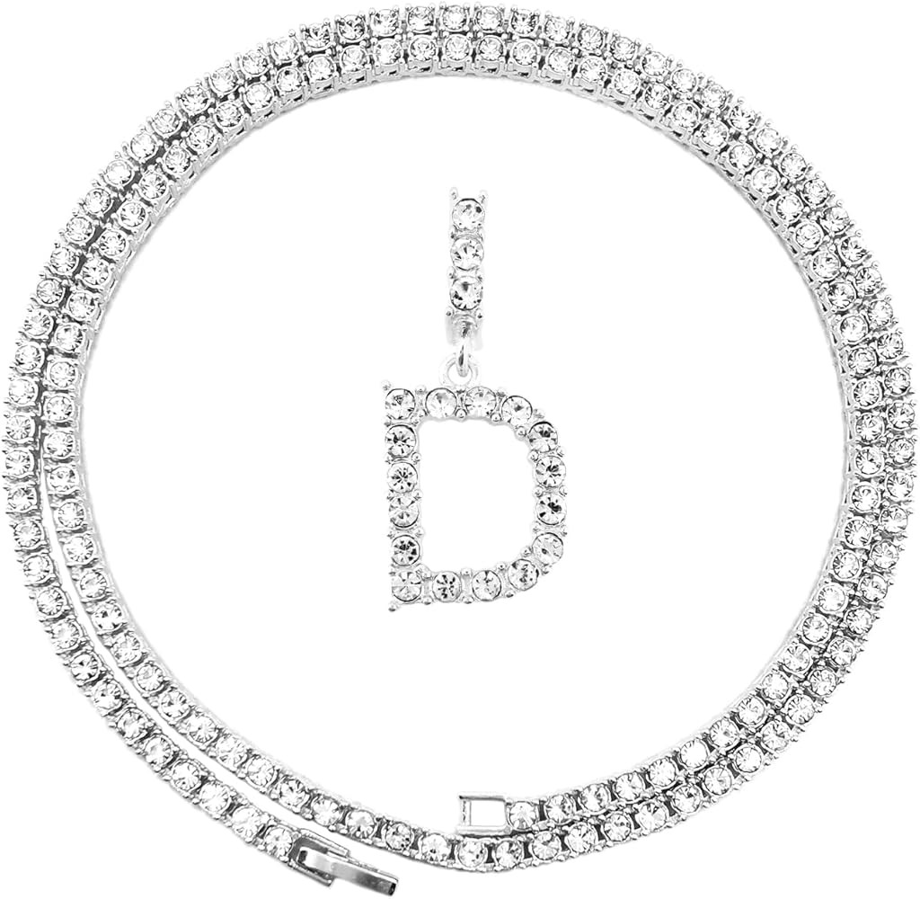 HH BLING EMPIRE Gold Silver Diamond Initial Necklaces for Women, Iced Out Initial Letter Pendants... | Amazon (US)