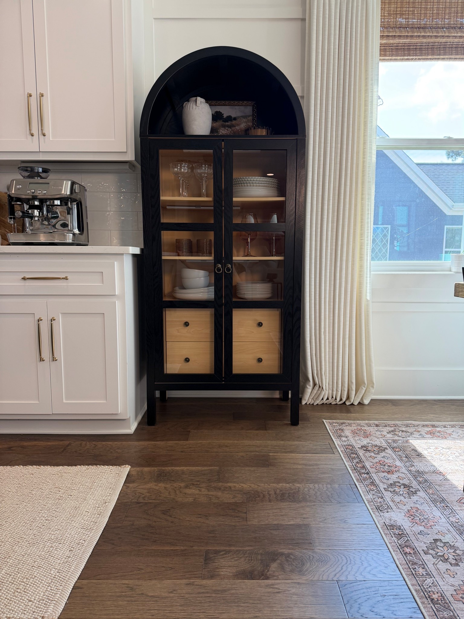 Affordable arch cabinet, kitchen cabinet storage, small kitchen storage, black storage cabinet, curio cabinet,
Display cabinet 

#LTKHome
