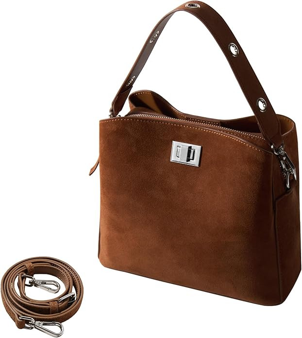 Genuine Leather Suede Bags for Women, Vintage Suede Handbag Purse Suede Hobo Bag Slouchy Bag | Amazon (US)