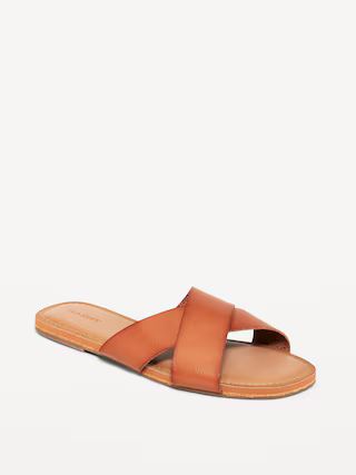 Faux-Leather Cross-Strap Sandals for Women | Old Navy (US)