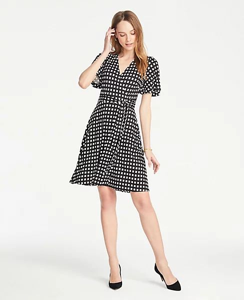 Shadowed Square Flutter Sleeve Wrap Dress | Ann Taylor (US)