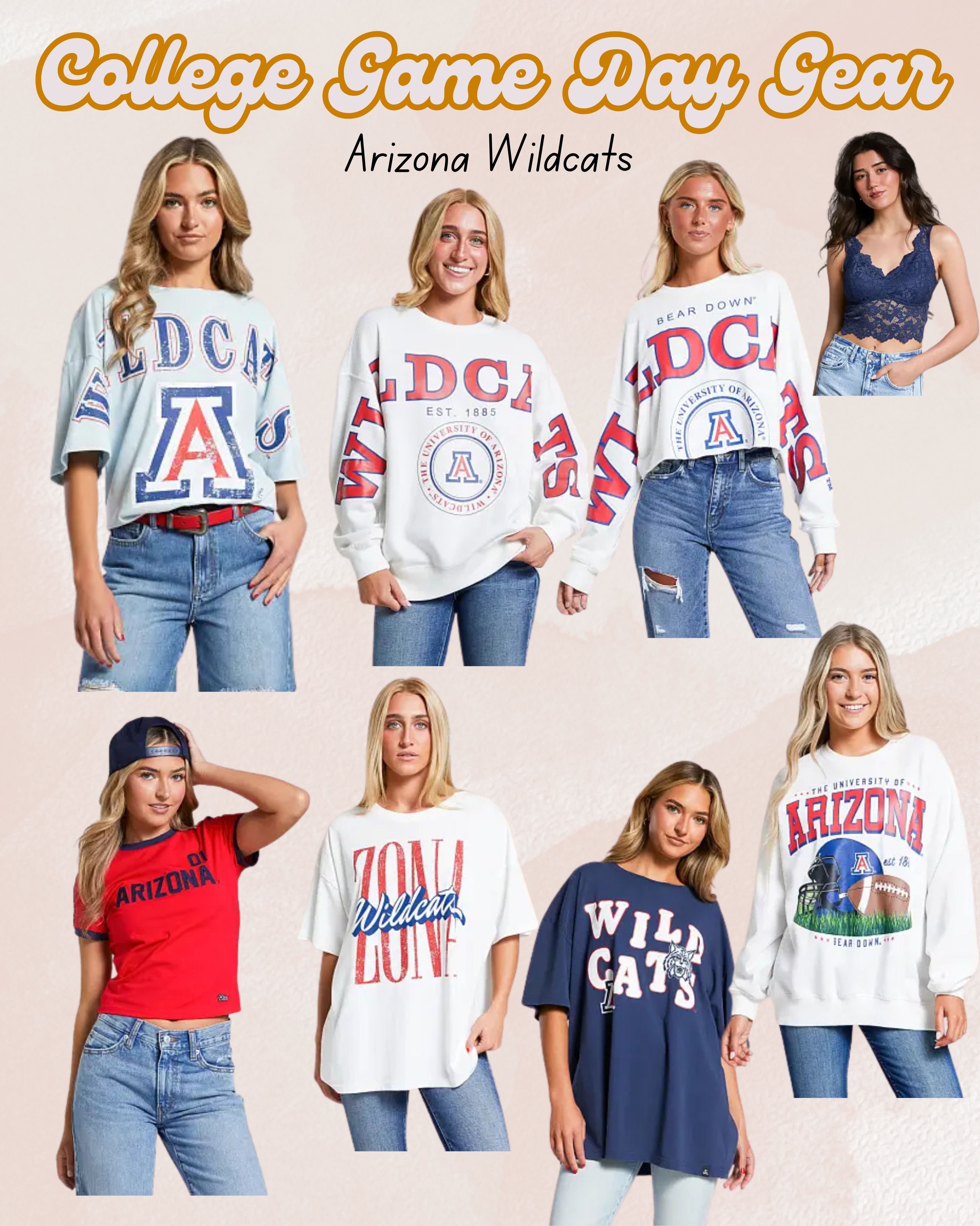 Buckle has the cutest game day gear.  Perfect for Fall.  Wear to football, basketball, baseball, or any games or events for the matter.  Here is the options for Arizona Wildcats gear! 

 

#LTKSeasonal #LTKActive #LTKStyleTip