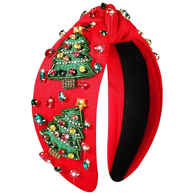 Christmas Headband for Women Holiday Accessories Beaded Xmas Bow Tree Snowflake HOHOHO Knotted Re... | Amazon (US)