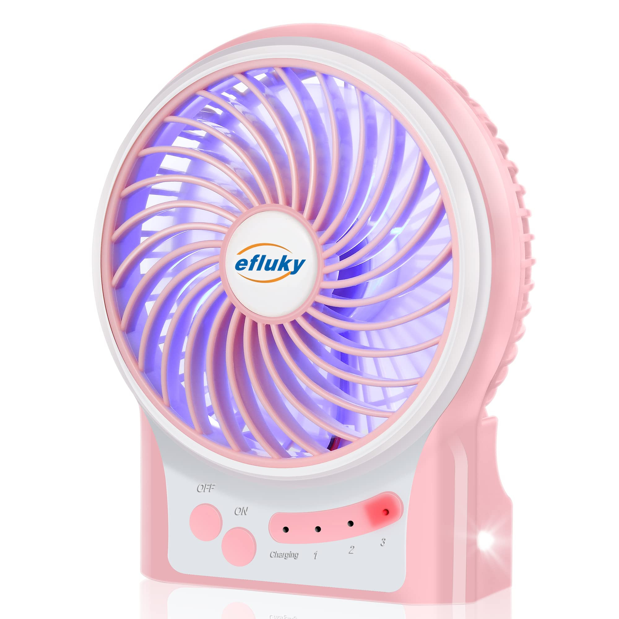 efluky 3-Speed Mini Desk Fan with LED Light, Portable USB Fan Quiet for Home, Office, Travel, Cam... | Amazon (US)