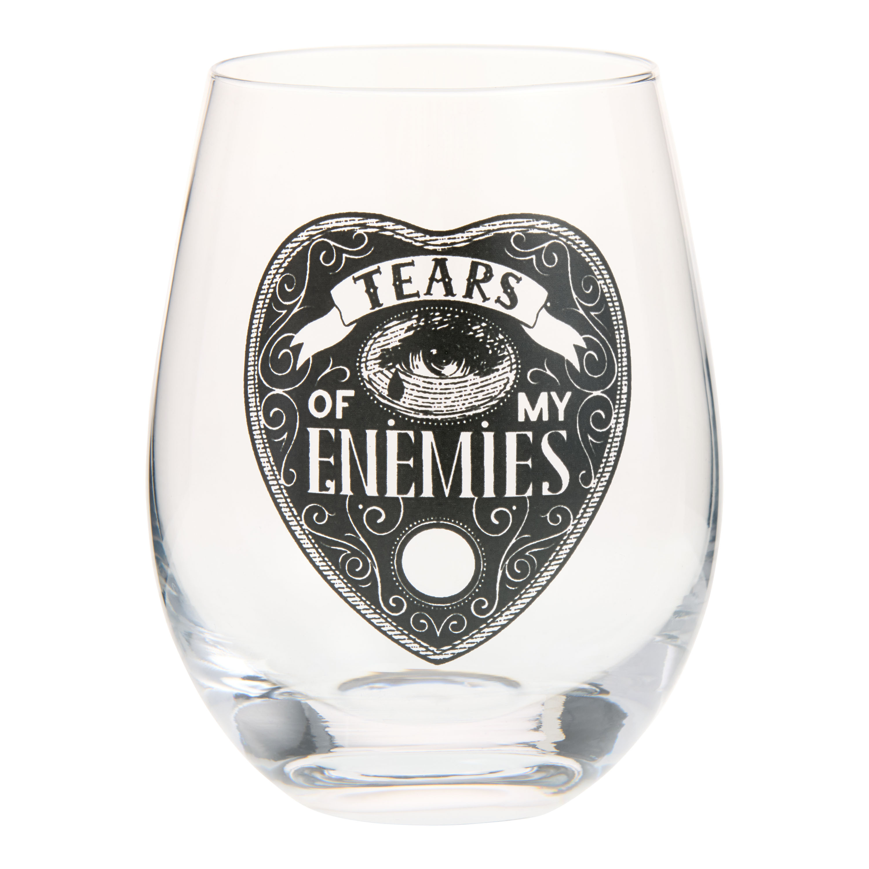 Charcoal Tears of My Enemies Stemless Wine Glass | World Market
