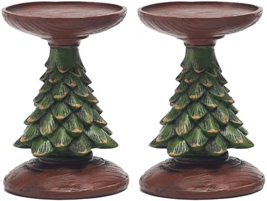 Christmas Tree Tealight Candle Holders, Resin Xmas Tree Shape Candlestick Holders for Christmas D... | Amazon (CA)