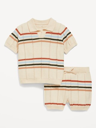 Printed Sweater-Knit Polo Shirt and Shorts Set for Baby | Old Navy (US)