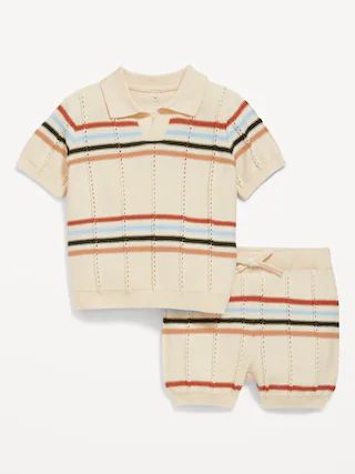 Printed Sweater-Knit Polo Shirt and Shorts Set for Baby | Old Navy (US)