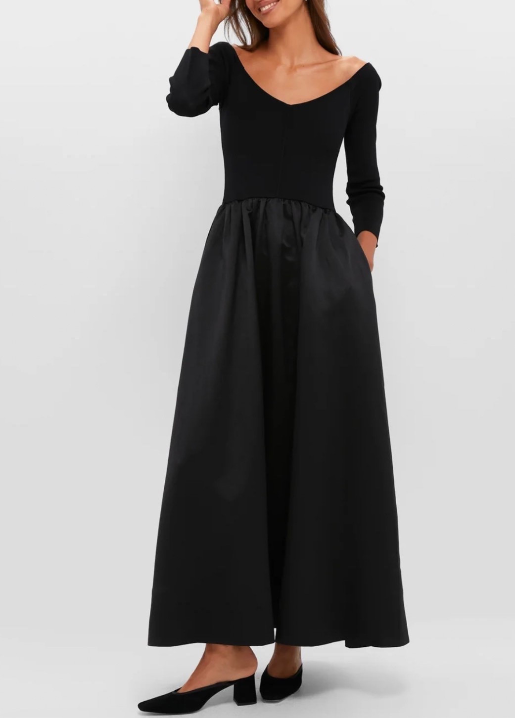 Classic black wedding guest dress - perfect if you want an arm slimming, flatter fit!

Black dress 
Wedding

#LTKWedding