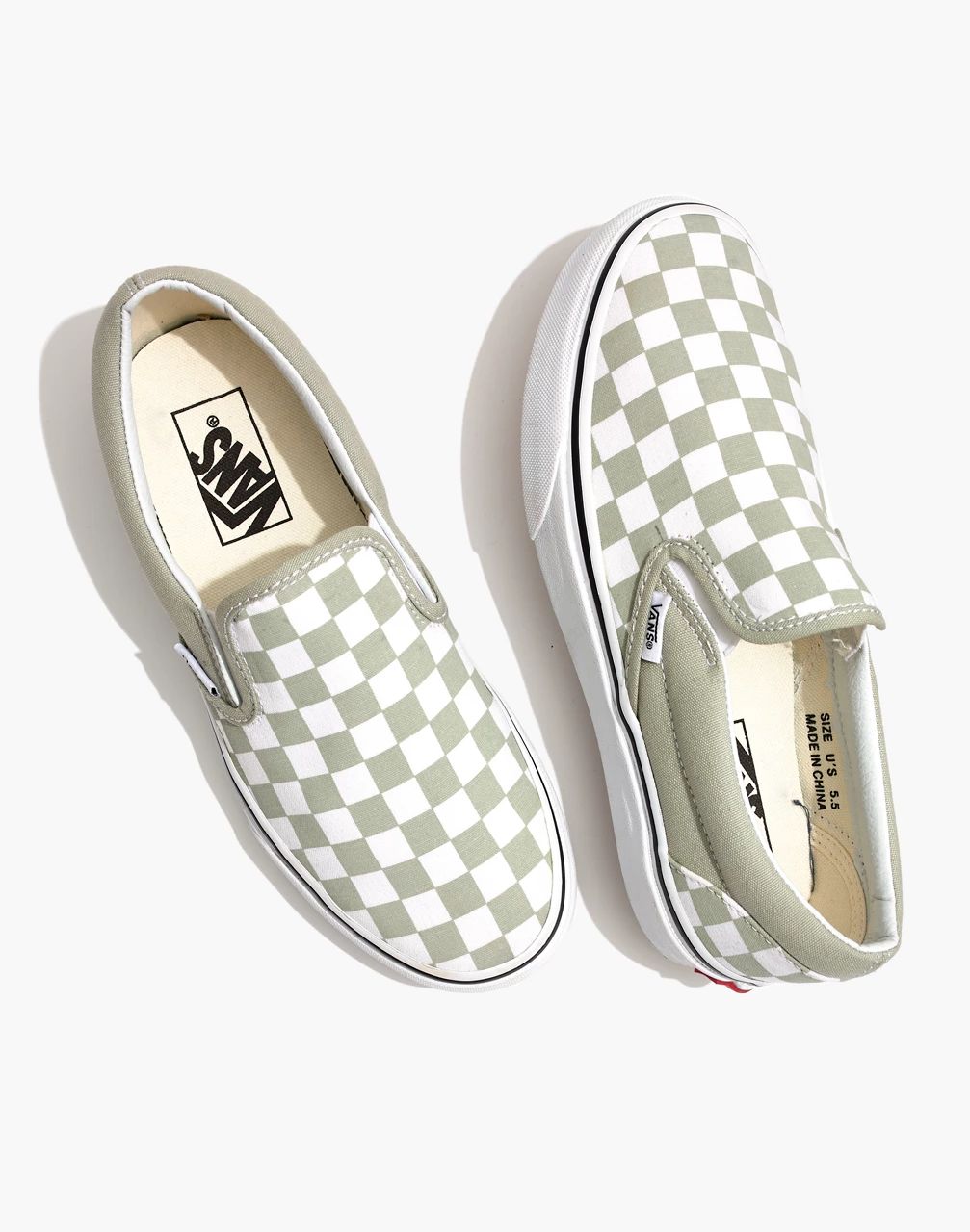 Vans® Unisex Classic Slip-On Sneakers in Desert Sage Checkerboard | Madewell