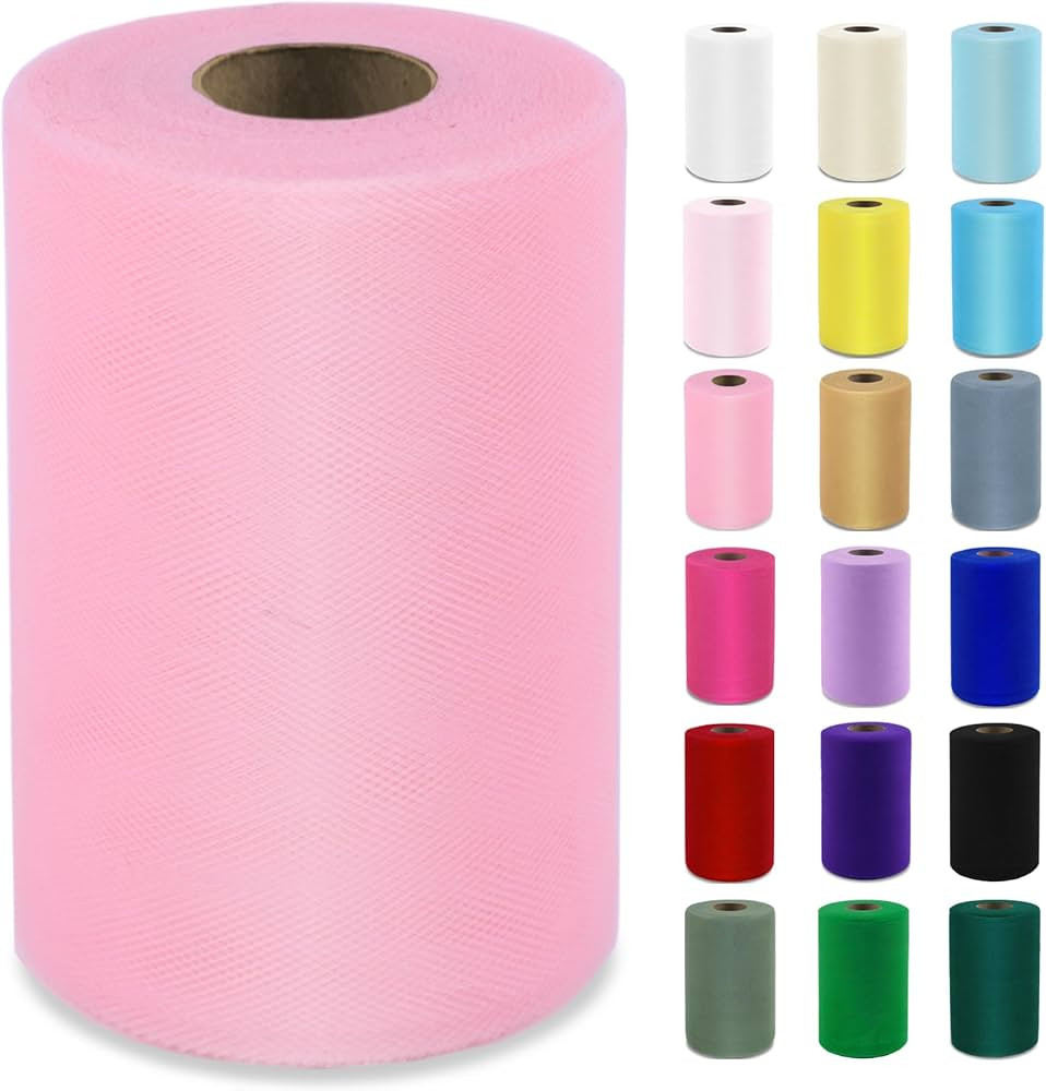 Pink Tulle Fabric Roll 6" by 100 Yards (300 ft) Soft Tulle Spool for DIY Crafting Favor Supplies,... | Amazon (US)