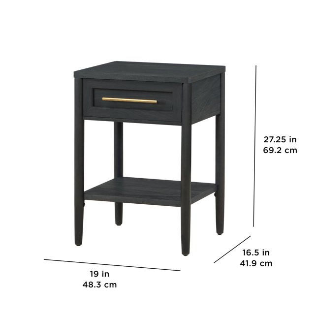 Better Homes & Gardens Oaklee Square End Table with Small Storage Drawer, Charcoal Finish | Walmart (US)