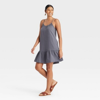 Women's Sleeveless Tiered Gauze Dress - Universal Thread™ Gray XS | Target