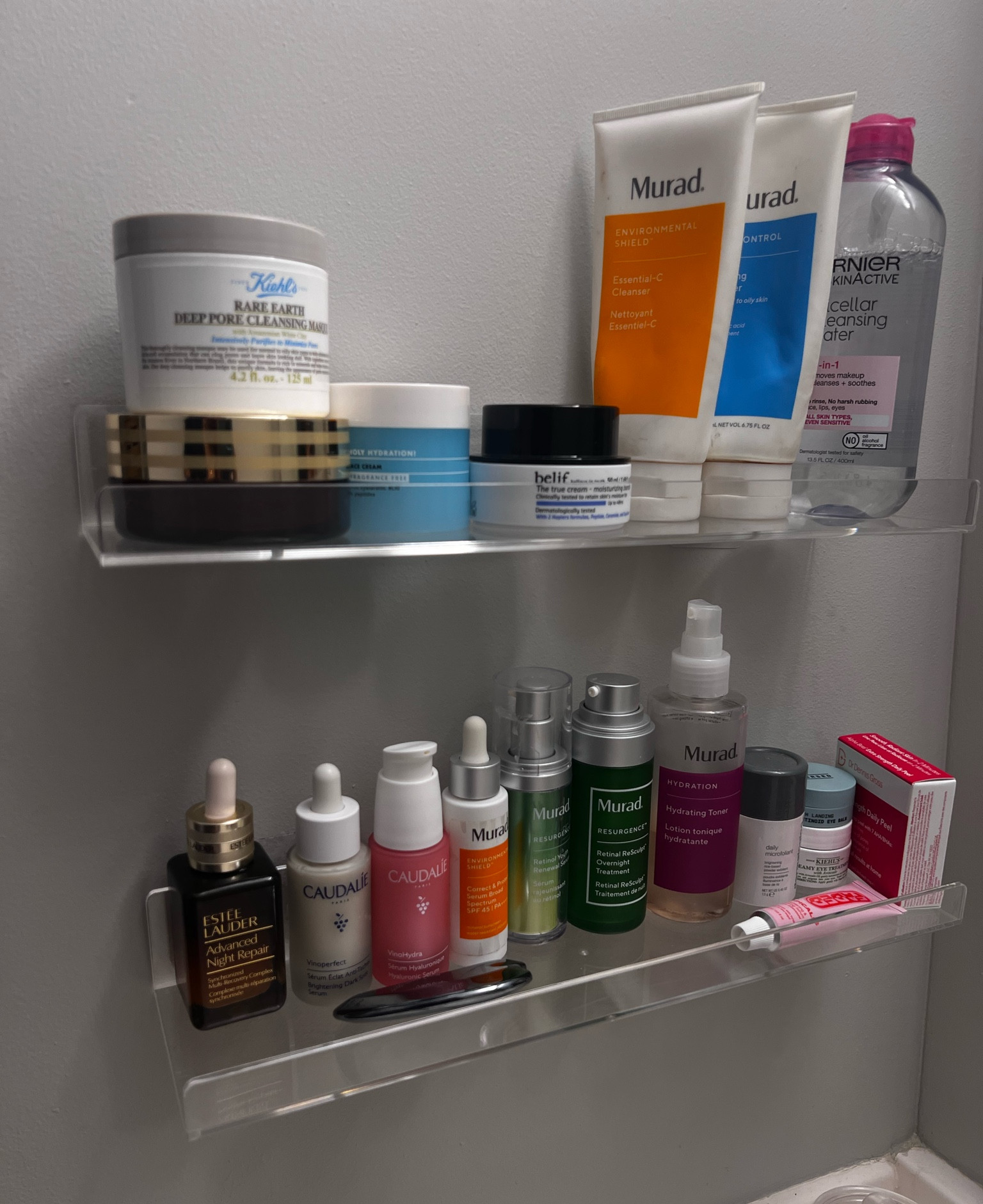 New skin care set up 🤍🎀


#skincare #skincarewall #productwall 

#LTKBeauty #LTKHome