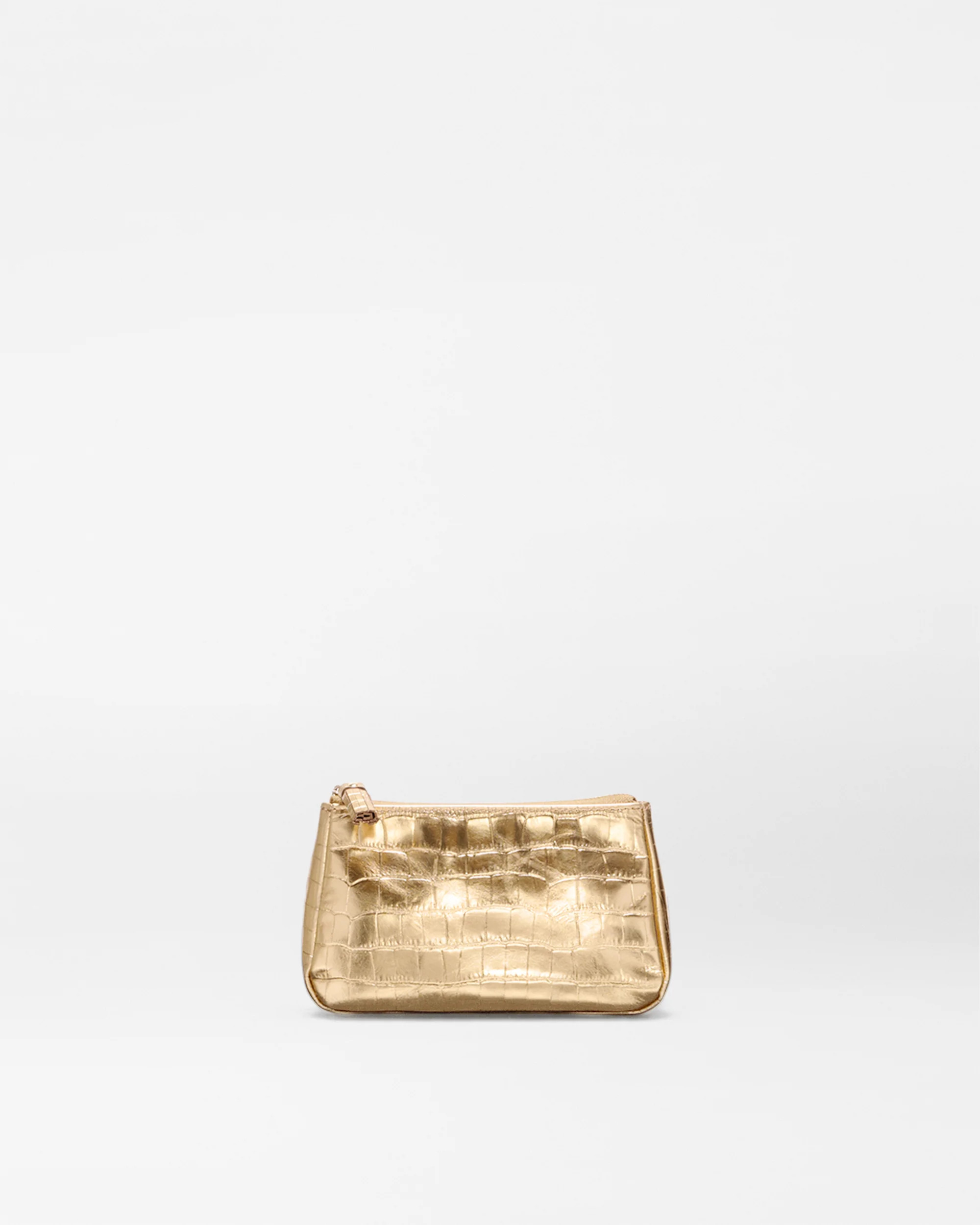 MZ Wallace Gold Croc Effect Small Luna Cosmetic Bag - Luxury Cosmetics Bags & Cases | MZ Wallace | MZ Wallace