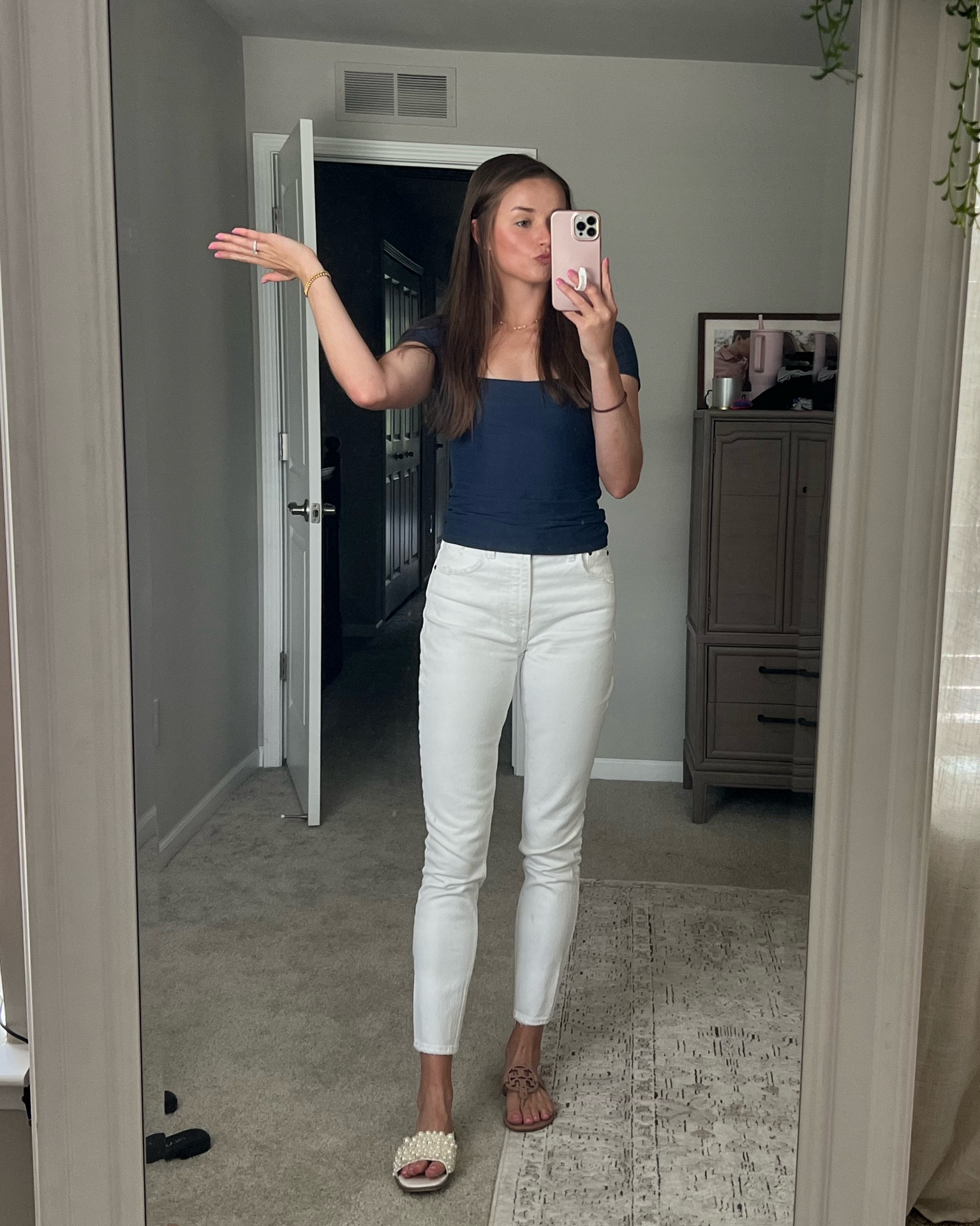 trying to decide what shoe to wear — size small shirt, TTS jeans 🤍

#LTKFindsUnder100 #LTKSeasonal