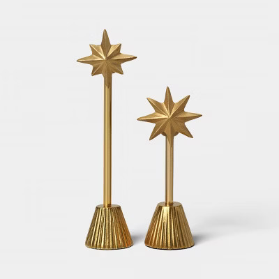 Set of 2 Star Christmas Taper Candle Holders - Threshold™ | Target