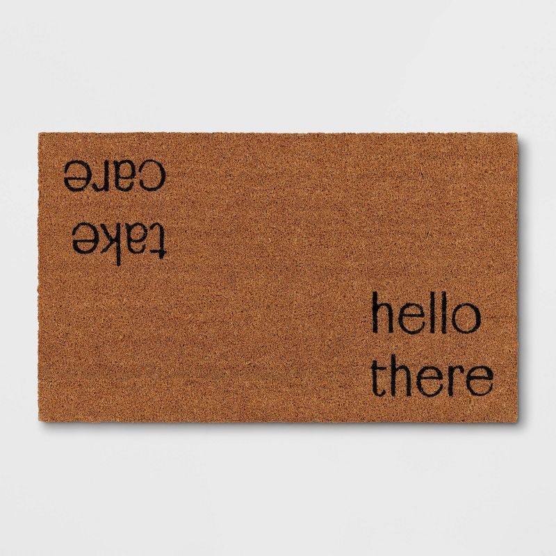 1'6"x2'6" 'Hello There' Take Care Coir Doormat Natural - Threshold™ | Target