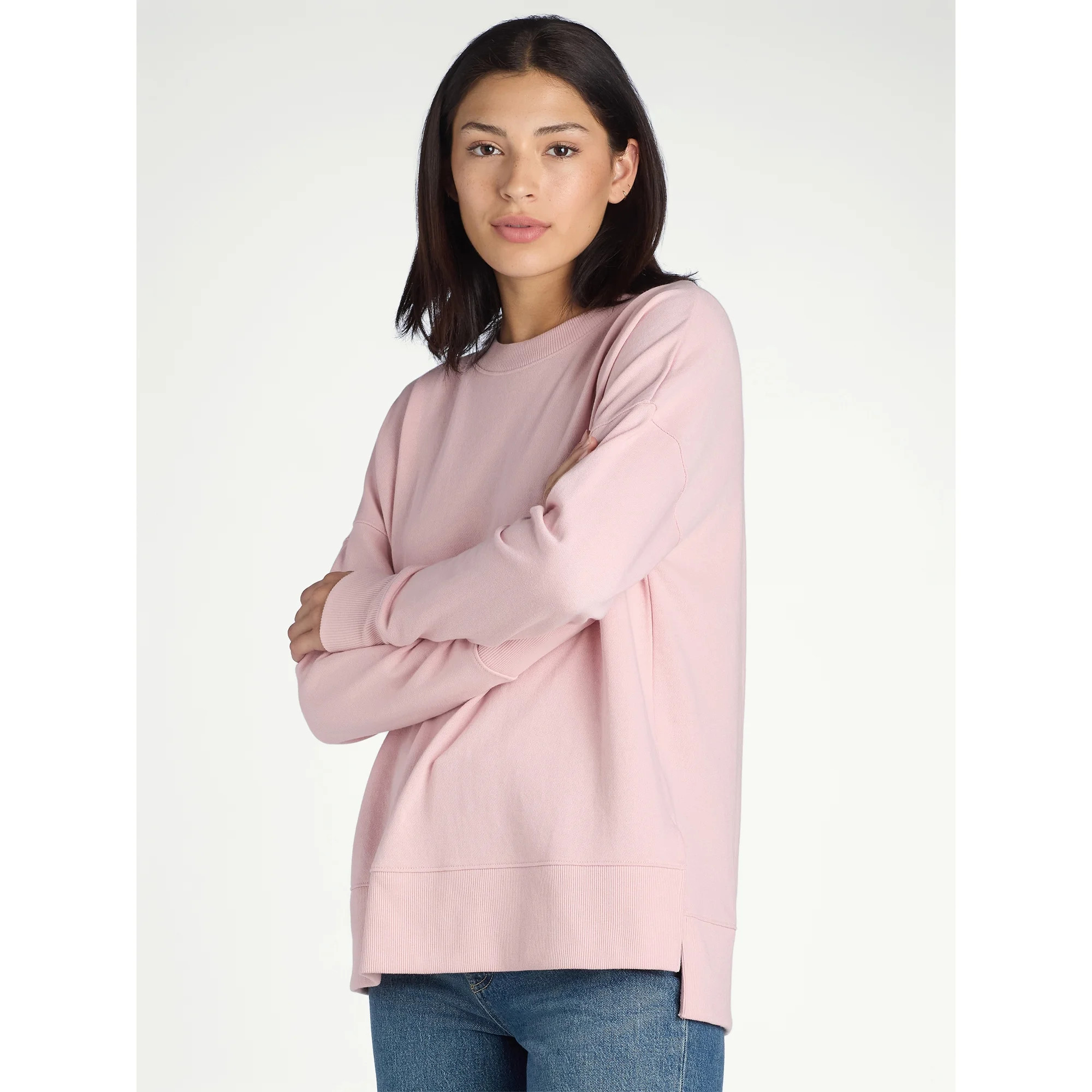 Time and Tru Women's Tunic Sweatshirt with High-Low Hem, Sizes XS -4X | Walmart (US)