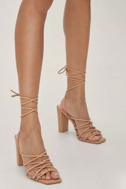 Faux Leather Strappy Block Heels | Nasty Gal (US)