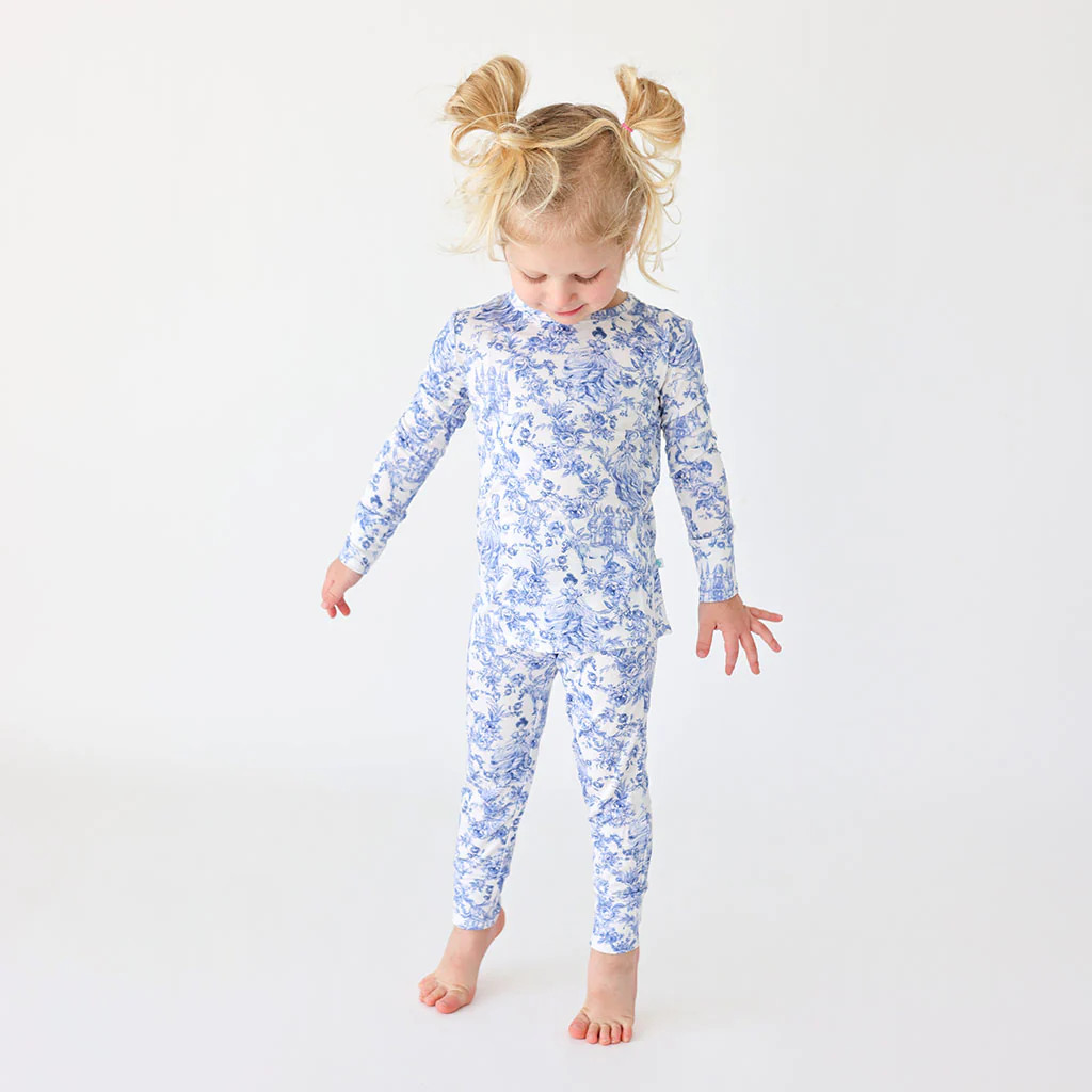 Princess Damask White Long Sleeve Toddler Pajamas | Briar | Posh Peanut